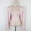 Moda Feminina de Dongdaemun, Coreia: Novo Top Regata Cardigã Elegante de Modal Fino Semi-Transparente Slim-Fit com Decote U