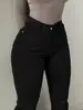 Pantalones de Campana de Alta Elasticidad Transfronterizos Europeos y Americanos Temu Vaqueros de Color Sólido Estilo Callejero Bolsillo Ajustados Largos para Viaje para Mujer