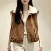Chaleco de gamuza con cuello de borrego sintético para mujer, otoño e invierno 2026, nuevo chaleco grueso y cálido, chaqueta acolchada