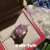 Joyería Italiana Vintage Anillo Joya de la Corona Banquete de Bodas Anillo de Zirconia Rosa Color Capullo suit