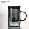 Caneca de Chá de Vidro Borossilicato Alta para Beber e Fazer Chá Uso em Escritório Masculino Caneca Resistente ao Calor Separação de Chá e Água Visualização do Preparo do Chá Caneca Montanha