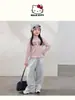 Pantalones de Chándal para Niña Otoño e Invierno 2025 Nuevos con Ribete de Encaje Empalmado Forrados de Felpa Pantalones de Pierna Ancha para Niños Venta al por Mayor