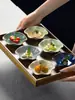 Plato pequeño para salsa para hot pot estilo japonés para uso doméstico, Plato para condimentos secos, Plato para condimentos de salsa de soja y vinagre, Plato para barbacoa, Plato pequeño de restaurante, Esmalte de color bajo cubierta
