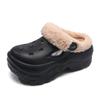 Zuecos de Otoño e Invierno para Mujer con Forro de Felpa, Pantuflas de Algodón Gruesas y Cálidas, Zapatos de Algodón de Punta Cerrada para Exterior con Suela Gruesa Antideslizante de Eva que Aumentan la Altura al por Mayor