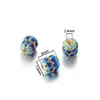 Esmalte Cloisonné Trébol de Cuatro Hojas Loto Transferencia Cuentas Redondas Pulsera Collar Hecho a Mano Accesorios de Joyería