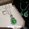 Collar de Gema Shell de Calcedonia Verde Tres Flores de Blogger Nuevo Estilo Chino Anillo de Diamante Afilado Vajra Anillo de Diamante Destellante