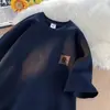 Camiseta de manga corta de algodón puro para hombre, estilo ins de verano, moderna, corte holgado, versátil, camiseta de cuello redondo color vino tinto para pareja, top de manga corta