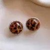 Pendientes Redondos Geométricos con Estampado de Leopardo Acrílico Retro Europeos y Americanos, Pendientes de Lujo Ligero de Gama Alta, Pendientes Simples Maillard para Mujer