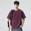 Ropa para Hombre Fengshe / Asut Camiseta de Manga Corta Lavada Estilo Americano con Bolsillo en el Pecho Estampada Peso Pesado 320g Corte Holgado para Hombre