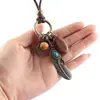 Joia Coreia do Sul Moda Artística Retrô Multi-acessórios Corrente Dupla Pena Turquesa Liga Metálica Corrente de Lã Colar de Cordão Feminino