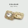 Botones Decorativos de Abrigo de Piel Retro, Chaqueta de Tweed, Botones Metálicos, Botones Cosidos a Mano para Traje, Botones Cuadrados con Perlas Incrustadas de Diamantes