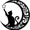 Letrero de Metal Luna Gato Negro Decoración para Colgar en la Pared Arte de Pared Decoración del Hogar Pintura de Lata Arte de Hierro Vintage