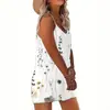 2026 Verano Transfronterizo Amazon Estilo Europeo y Americano Blanco Estampado Talla Extra Vestido de Mujer con Bolsillos Cómodo Casual Mono Camisola