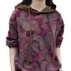 Sudadera con Capucha Estampada y Teñida Estilo Retro para Mujer en Otoño e Invierno, Holgada y Elegante, Versátil, Nuevos Tops para Mamá 2025, Moderna y Casual