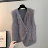 Colete de tricô cardigan primavera e outono 2026 novo suéter de veludo imitação de mink colete feminino peça externa folgada cachecol de inverno