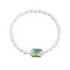 Joia Transfronteiriça Europeia e Americana Colar de Corrente de Clavícula com Pérolas Artificiais Quadradas de Strass de Camada Dupla Conjunto de Pulseira Criativa Personalizada Moda