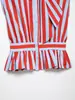 Camisa de verano a rayas con lazo para mujer, estilo europeo y americano 7257