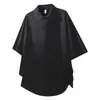 Camisa Polo de Solapa Negra Manga Corta para Hombre Verano Holgada Casual Holgada Color Sólido Simple Rayada Camiseta Top