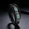 Popular Pulsera Tejida de Estilo Oscuro de Amazon con Piedra Natural Ojo de Tigre y Joyería de Cuero de Doble Capa de Moda para Hombre