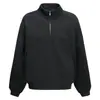Sudadera unisex gris oscuro con media cremallera, cuello alto, mangas raglán, corte holgado y un diseño grueso y casual, perfecta para otoño e invierno, con un estilo "old money".