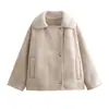 Para Aliexpress Exportación Popular Transfronteriza Estilo Europeo y Americano Chaqueta Integrada de Piel con Solapa de Lana de Cordero para Mujer
