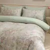 Conjunto de quatro peças de algodão puro espesso com dupla face escovada para outono e inverno, lençol de cima espesso, capa de edredom, lençol com elástico, roupa de cama quente para quarto principal
