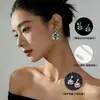 Pendientes de Zirconia Azul Verdoso de Lujo Ligero y Gama Alta para Mujer, Pendientes Colgantes con Incrustaciones Completas de Diamante en Aguja de Plata S925, Estilo Moderno y Elegante