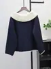 Cardigan de Lã Dupla Face Tricotado com Gola Removível 2025 Outono e Inverno Novo Estilo Coreano Solto Casual Versátil Jaqueta Suéter para Mulheres
