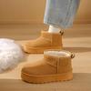 Botas de neve elegantes para mulheres 2024 Novo inverno tubo curto forrado de lã espesso exterior vestindo sapatos de algodão quente da moda