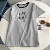 Retro Americano Nuevo Estilo Coreano Cuello Color Block Algodón Puro Manga Corta Sencillo Casual Verano 2025 Color Block Versátil Top