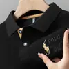 Fábrica de Origen Verano Hombres Manga Corta Cuello Campana Holgado Bordado Manga Corta de Canalé Negocios T Casual Nueva Camisa Polo Camiseta