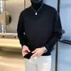 Suéter de cuello alto para hombre otoño e invierno ins moderno negro suéter base holgado talla grande top de manga larga ropa