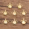 10 pingentes de vida marinha em aço inoxidável com banho de ouro a vácuo, estrela-do-mar, concha, tartaruga, acessórios para joias DIY
