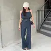Moda Chic de Alta Gama para Mujer de Dongdaemun, Corea: Top Camisola de Verano Estilo Francés de Nicho de Doble Uso + Pantalones de Pierna Ancha de Cintura Alta