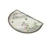 Novo tapete de chão semicircular com padrão floral e de pássaros estilo chinês para hall de entrada, antiderrapante, absorvente de água, fácil de limpar, resistente à sujeira, personalizável