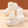 Pantuflas de Flores para Mujer, Sandalias de Playa Antideslizantes de Moda para Verano, Pantuflas de Suela Gruesa que Aumentan la Altura para Mujer