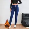Comercio Electrónico Transfronterizo Europa y América Amazon Ropa de Mujer Terciopelo Plus Cintura Ancha Botones Levanta Glúteos Alta Elasticidad Mezclilla JEAN Skinny Pantalones de Mujer