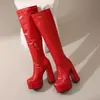 Plataforma de agua de comercio exterior botas de tacón grueso de tacón alto botas de caballero de tacón alto botas finas pero hasta la rodilla tallas grandes 40-46 comercio exterior