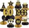 Decoração de Festa de Aniversário de Luxo Preto e Dourado para Adultos, Enfeites e Suprimentos de Favo de Mel, Presentes de Mesa para Festa de Aniversário