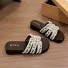 Sandálias de Encaixe com Pérolas Estilo Chanel para Mulheres, Novo Modelo Verão 2026, Saltos Plataforma de Solado Grosso, Perfeitas para Combinar com Vestidos, Sandálias Deslumbrantes