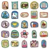 50 Hojas Pegatinas Originales de Animales Marco Retro Línea Boceto Simple Ilustración Infantil Impermeable Decoración Diario Pegatinas Guka