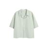 Vestido de Verano Sureño 2024 Nuevo de Verano Americano Color Sólido de un Solo Botón Cuello Cubano Manga Corta Top Camisa Casual Japonesa
