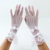 Guantes de encaje para niños transfronterizos, guantes cortos sin dedos, guantes para vestido de decoración de bodas, guantes de encaje de red de pesca para bodas al por mayor