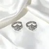 Brincos de Gato Estilo Coreano, Brincos Fofos de Coração com Pedras de Diamante e Patas de Gato, Brincos Estilo Cool, Mesmo Estilo de Xiaohongshu