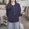 Cardigan elegante de malha azul marinho para mulheres, novo estilo outono/inverno 2026, caimento solto casual, casaco suéter versátil e emagrecedor, estilo ins