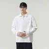 Moletom masculino de peso pesado estilo americano com gola polo e manga longa, pulôver de outono com corte solto, simples, casual, moderno e versátil