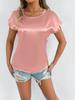 Foto Real de Ropa de Verano para Mujer de Amazon Transfronteriza Camiseta de Satén de Aliexpress Seda Imitación Tops de Satén Europeos y Americanos para Mujer