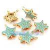 Accesorios para joyería DIY con incrustaciones de circonita turquesa microincrustada conector de estrella de cinco puntas estrella hexagonal