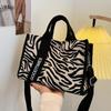 Bolsa de Lona para Mujer, Bolso Trendy con Estampado de Cebra, Nuevo Estilo 2023, Bolso Cruzado de Hombro Casual a la Moda, Bolsa Tote