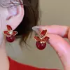 Pendientes de Flor Roja y Perla de Lujo de Alta Gama Ankela, Exquisitos Pendientes Retro, Pendientes Versátiles y Elegantes para Mujer